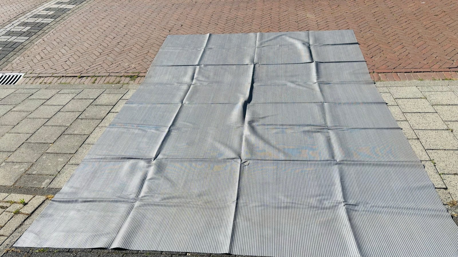 Groot grijs/wit buitenkleed voor camping of tuin, Ophalen, Zo goed als nieuw