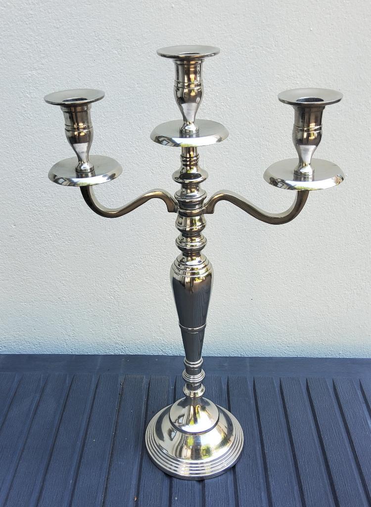 Kaarsenkandelaar 3 arms .zgan . metaal, Ophalen of Verzenden, Zo goed als nieuw, Metaal, Minder dan 25 cm