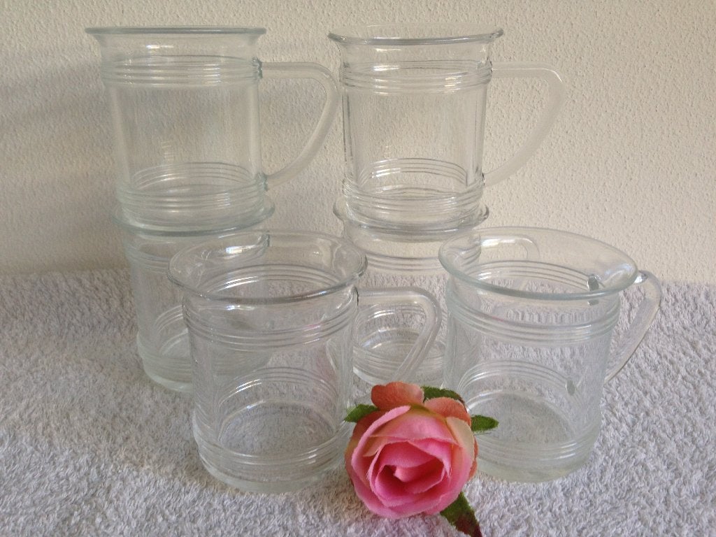 💖6 Vintage PICKWICK Theeglazen van Jan des Bouvrie., Glas of Glazen, Gebruikt, Verzenden, Glas