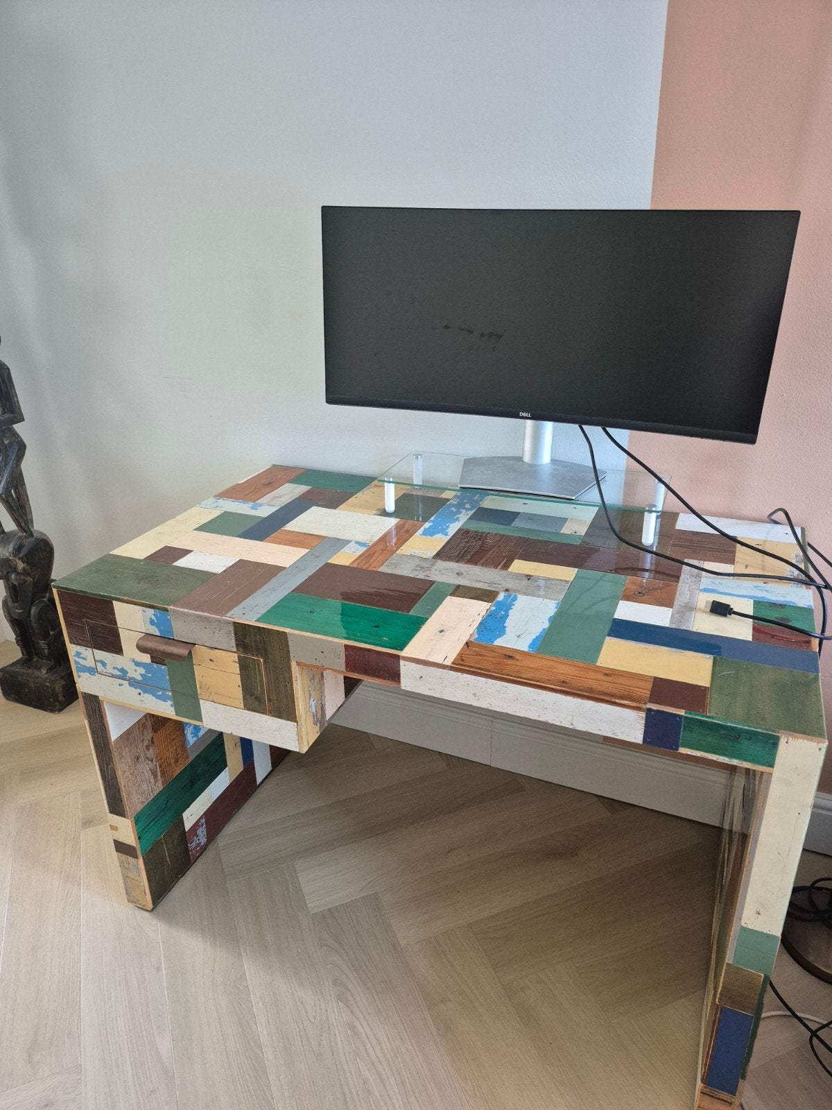 Piet Hein Eek Sloophout Bureau - Uniek Patchwork Design, Ophalen, Met lades, Hout, Overige merken