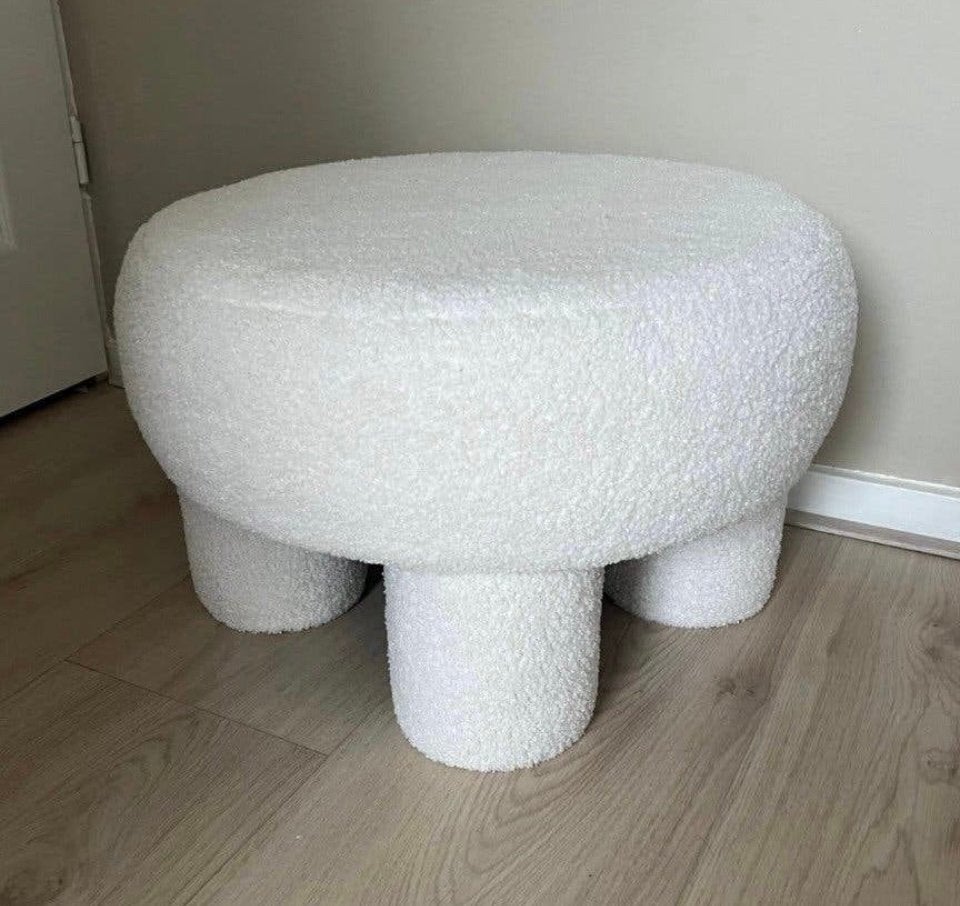 Zganw Teddy poef wit, Ophalen, Zo goed als nieuw, Rond, Minder dan 50 cm