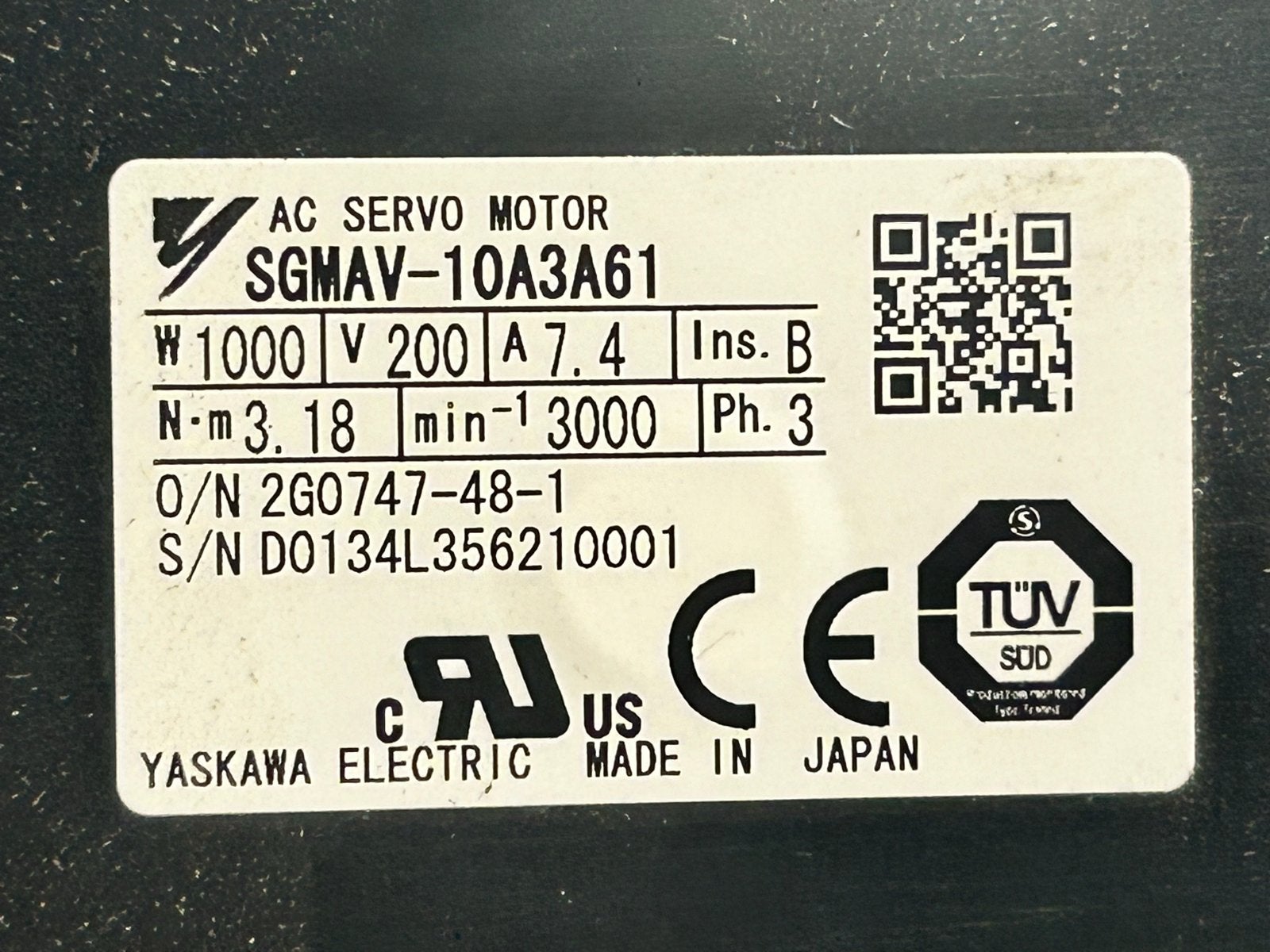 Yaskawa AC Servomotor SGMV-10A3A61 - 1000W, 200V, Ophalen of Verzenden