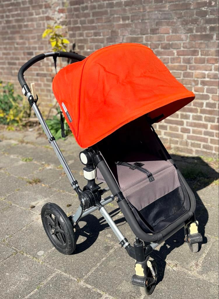 Bugaboo Cameleon kinderwagen met reiswieg - Oranje/Grijs, Gebruikt, Bugaboo, Ophalen of Verzenden, Combiwagen