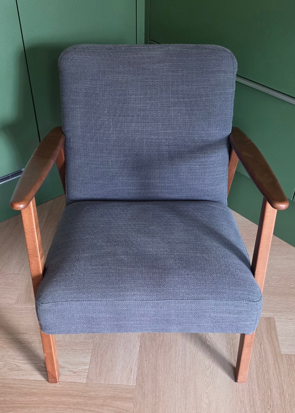 IKEA Fauteuil - Retro Scandinavisch - Bruin/Antraciet, Ophalen, 75 tot 100 cm, Zo goed als nieuw, Stof