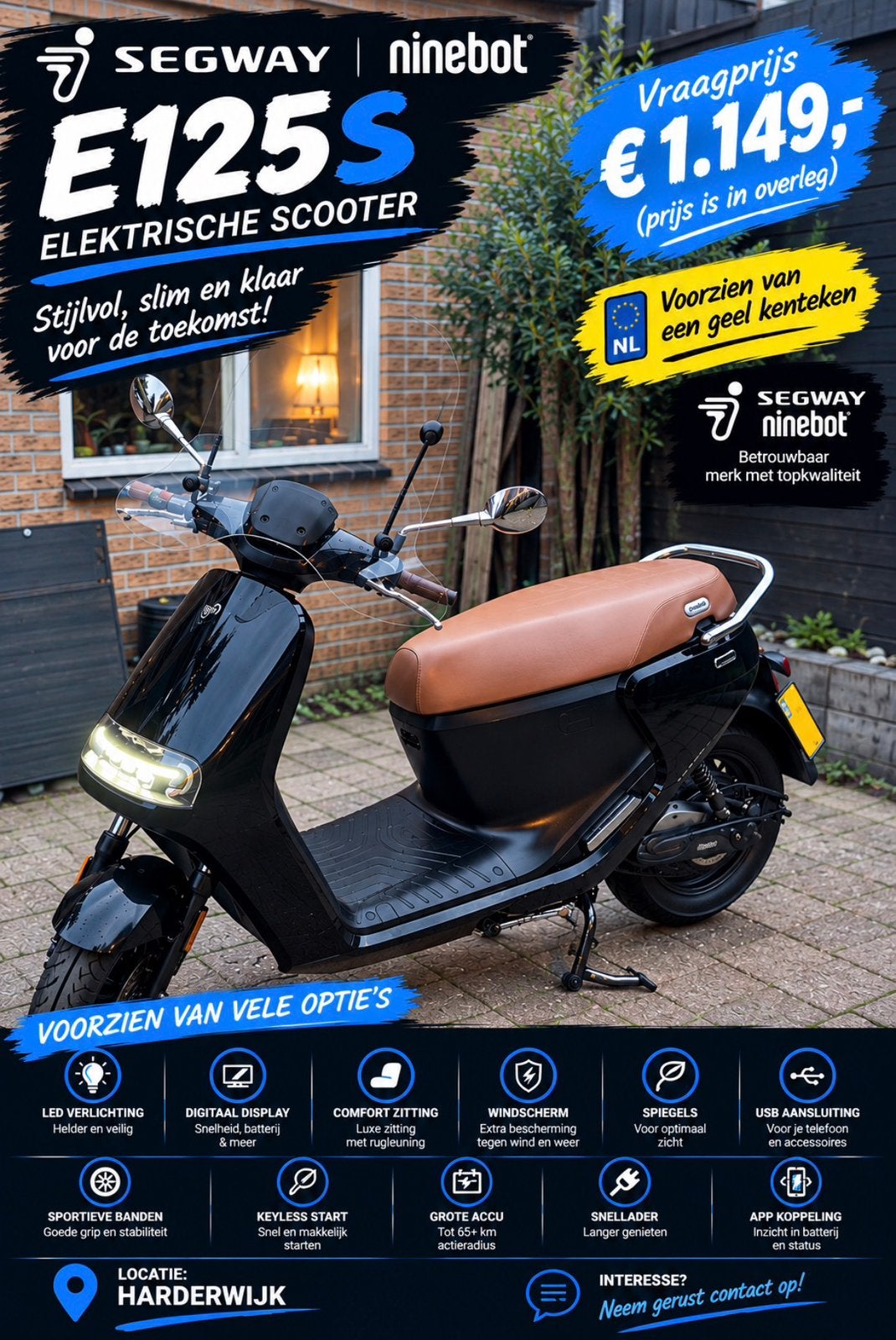 Segway E125S Geel Kenteken 2021 2 De Eigenaar., Fietsen en Brommers, Ophalen, Zo goed als nieuw, Elektrisch, Overige merken