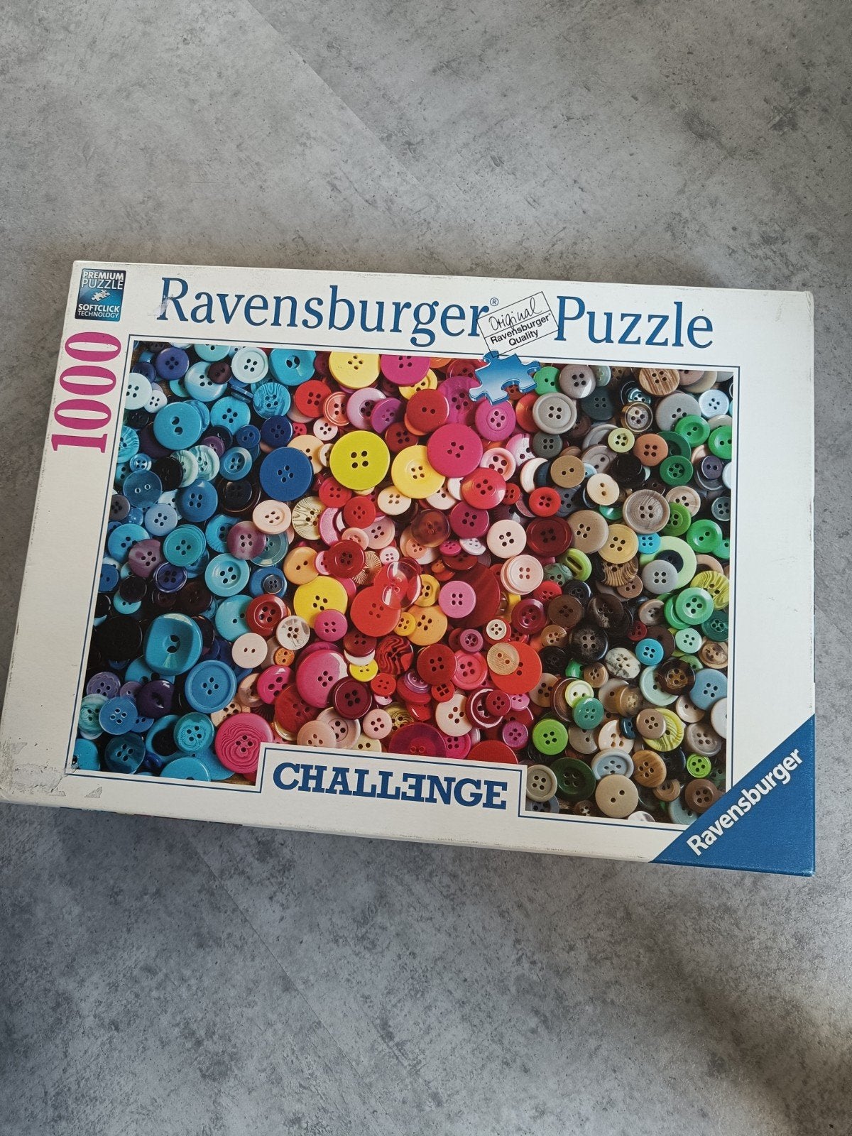 kleurrijke Challenge Knopen Puzzel 1000 stukjes, Ophalen of Verzenden, 500 t/m 1500 stukjes, Zo goed als nieuw, Legpuzzel