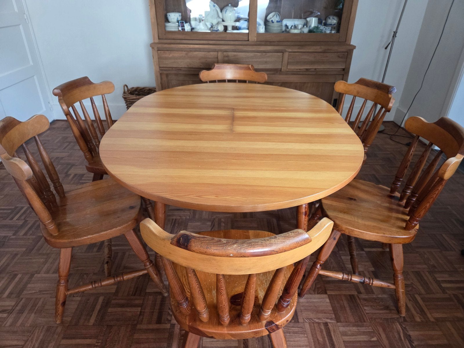 Vintage Retro eetkamerset jaren 70, Ophalen, Gebruikt, 4 tot 6 stoelen