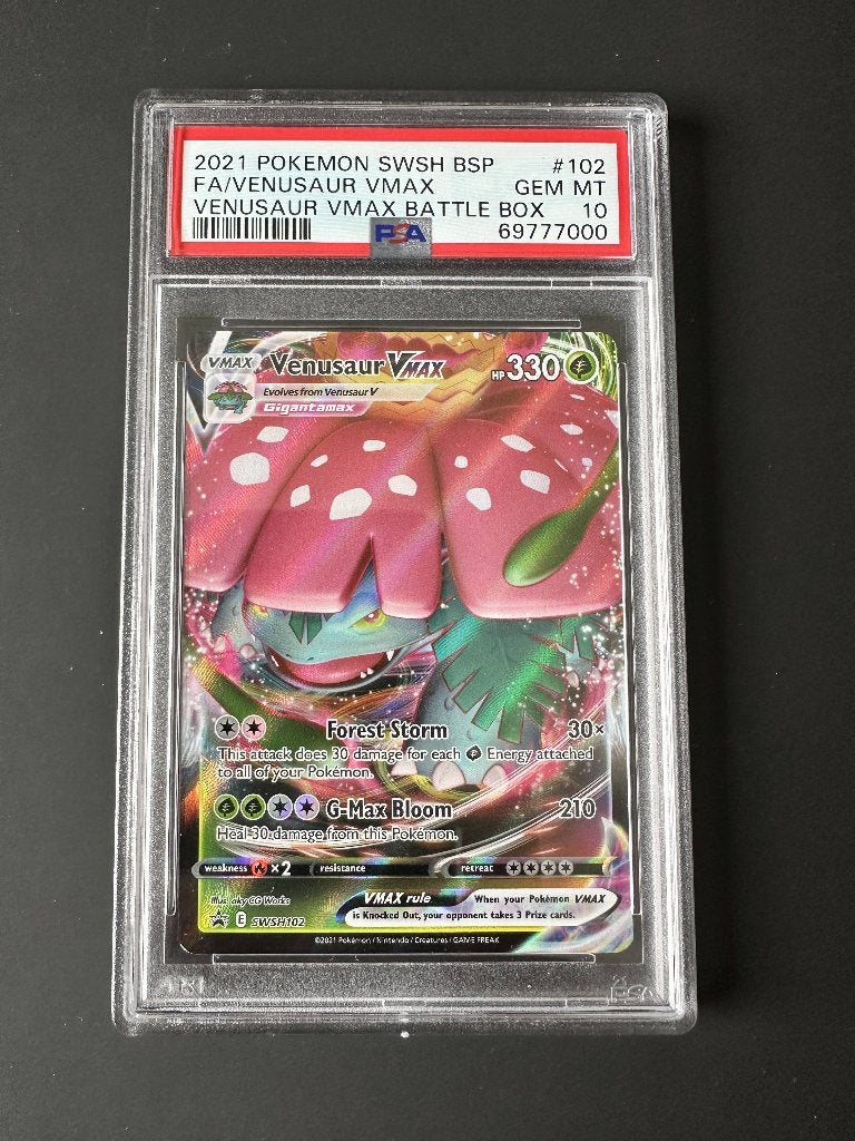 Venusaur vmax psa 10 sword and shield, Ophalen of Verzenden, Nieuw, Losse kaart