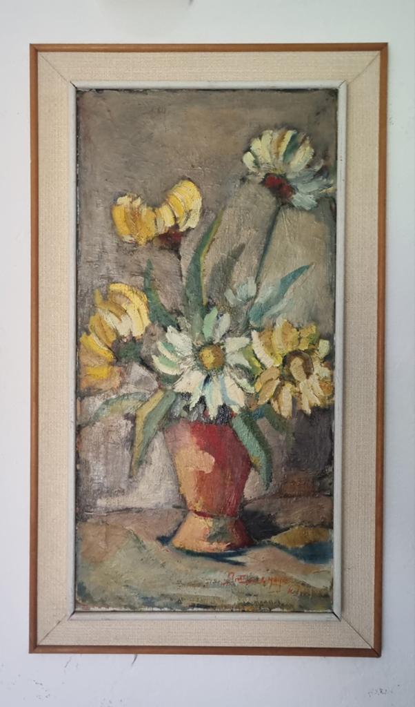 Olieverfschilderij stilleven vaas met bloemen, Antiek en Kunst, Kunst | Schilderijen | Klassiek, Ophalen of Verzenden