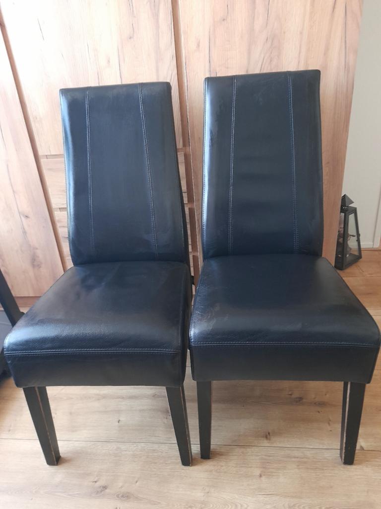 4 Henders en Hazel leren eetkamerstoelen zgan, Ophalen