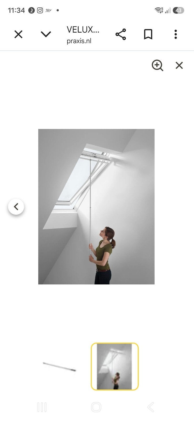 Velux dakraam bedieningsstok zgan, Ophalen, Zo goed als nieuw