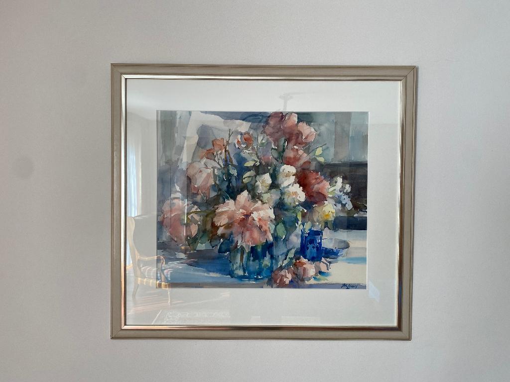 Grote Aquarel Jos Leurs – Bloemstilleven (Incl. Certificaat), Ophalen