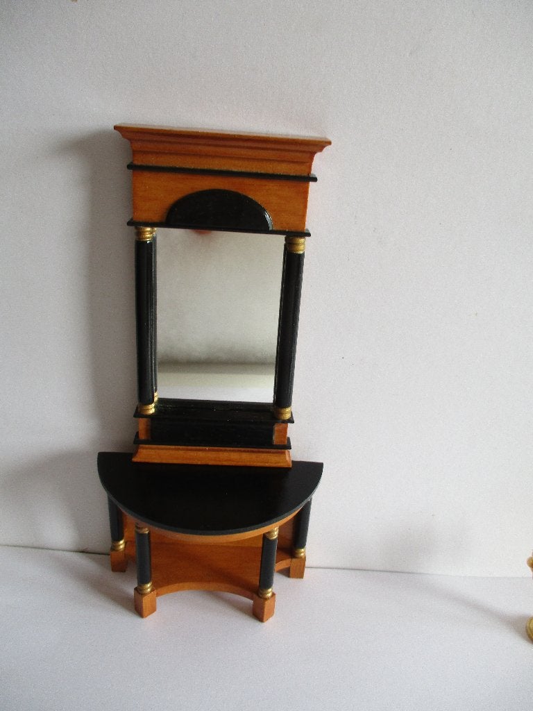 poppenhuis Biedermeier spiegel en wandtafel, Ophalen of Verzenden, Zo goed als nieuw, Decoratie
