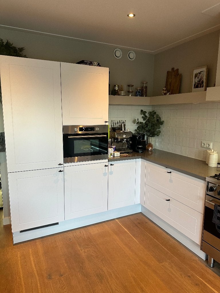 Brocante Bruynzeel Mat Witte Hoekkeuken GEDEMONTEERD, Wit, Hoekkeuken, Ophalen of Verzenden, Zo goed als nieuw