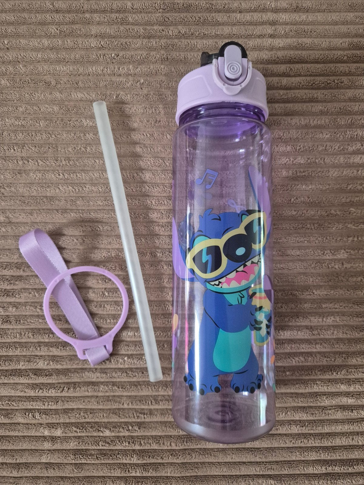 Disney Stitch drinkfles met rietje, Overige typen, Paars, Kunststof, Nieuw