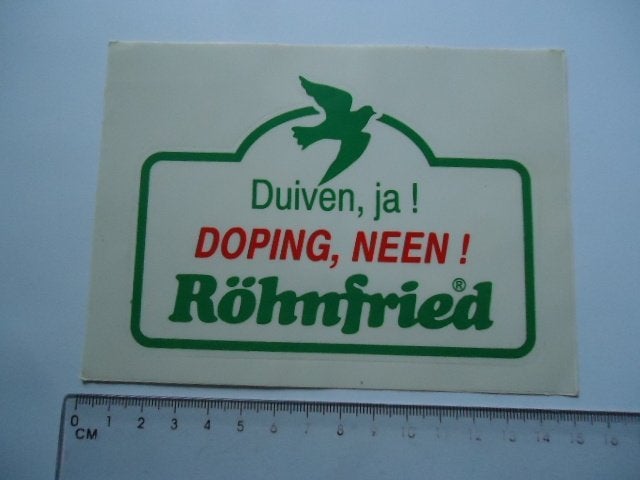 sticker oud DUIF duiven duivensport doping rohnfried retro, Verzenden, Zo goed als nieuw, Bedrijf of Vereniging