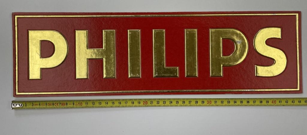 Oud Philips reklame schild van karton, Ophalen of Verzenden, Gebruikt, Reclamebord