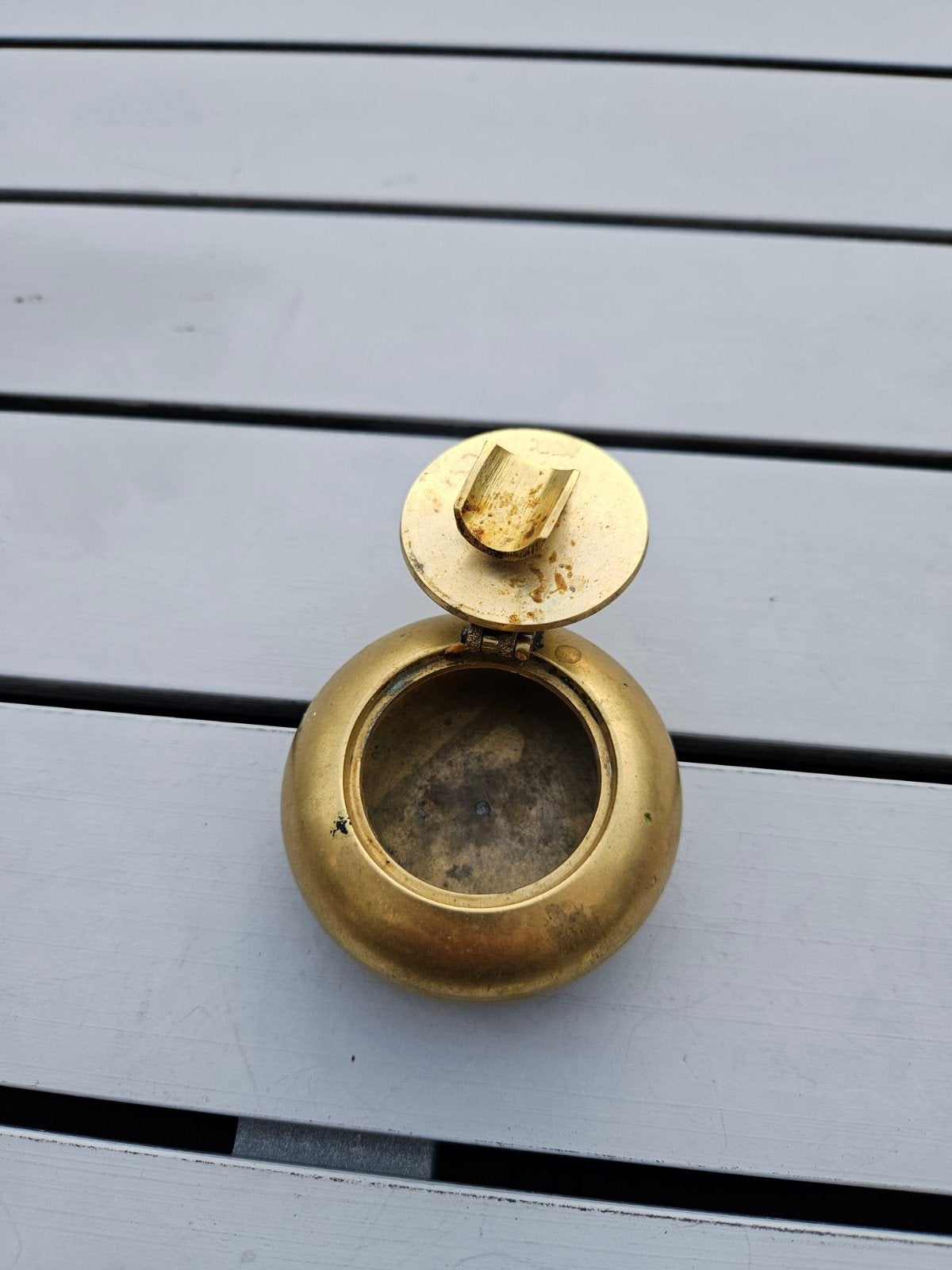 Vintage mooie messing zakasbak met deksel, Ophalen of Verzenden, Koper