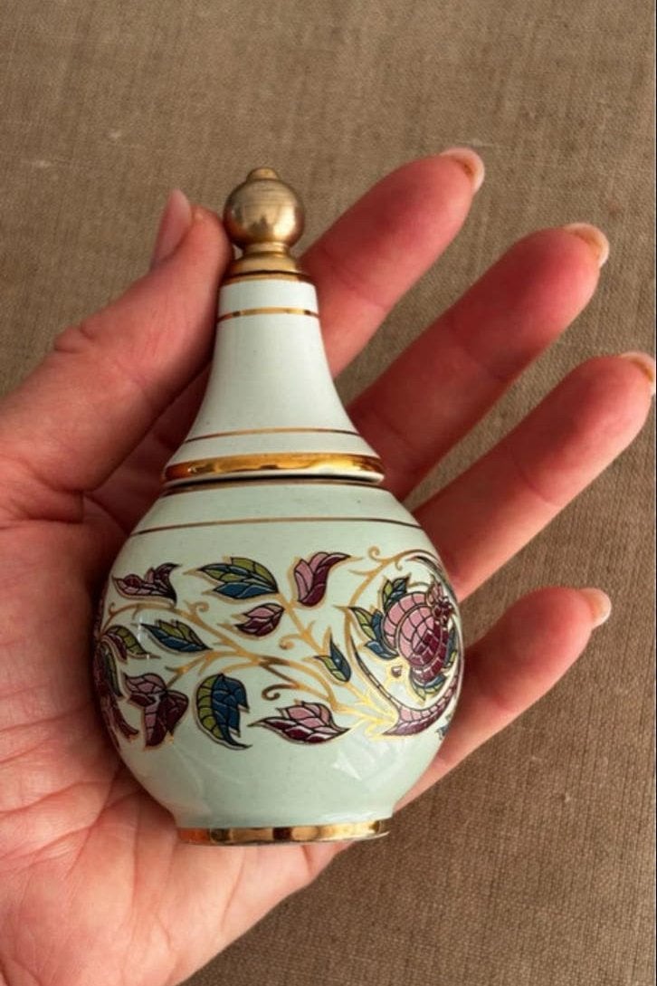Vintage Oosterse Parfumfles met Kwastje - Handbeschilderd, Antiek en Kunst, Ophalen of Verzenden