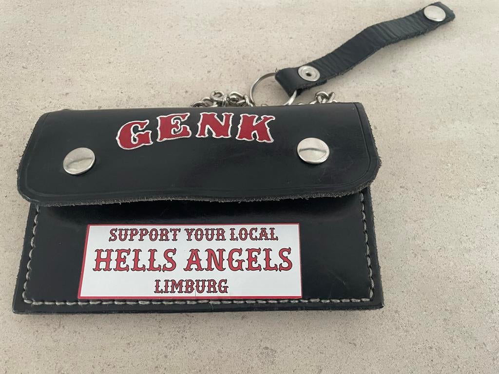 Hells Angels Genk Leren Portemonnee met Ketting, Overige merken, Zwart, Ophalen of Verzenden, Zo goed als nieuw