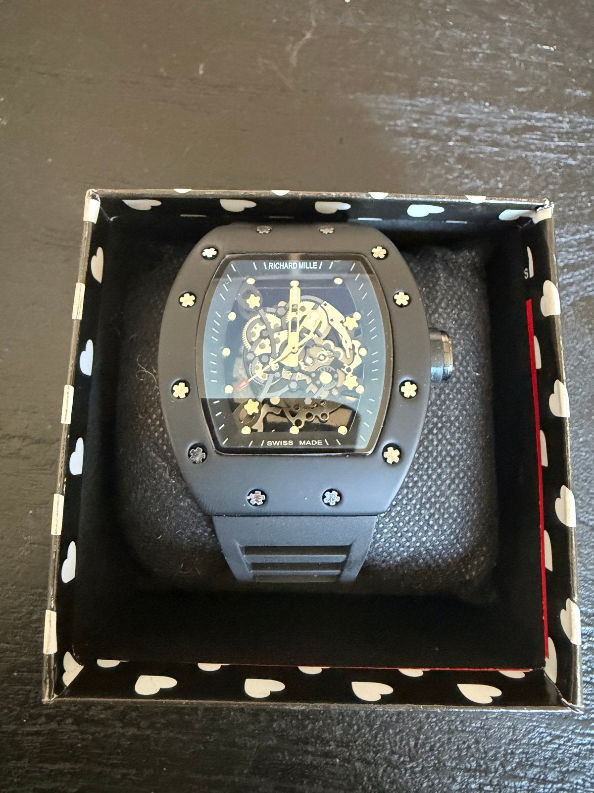 Richard Mille stijl horloge - Zwart, Skelet wijzerplaat, Sieraden, Tassen en Uiterlijk, Horloges | Heren, Overige merken, Kunststof
