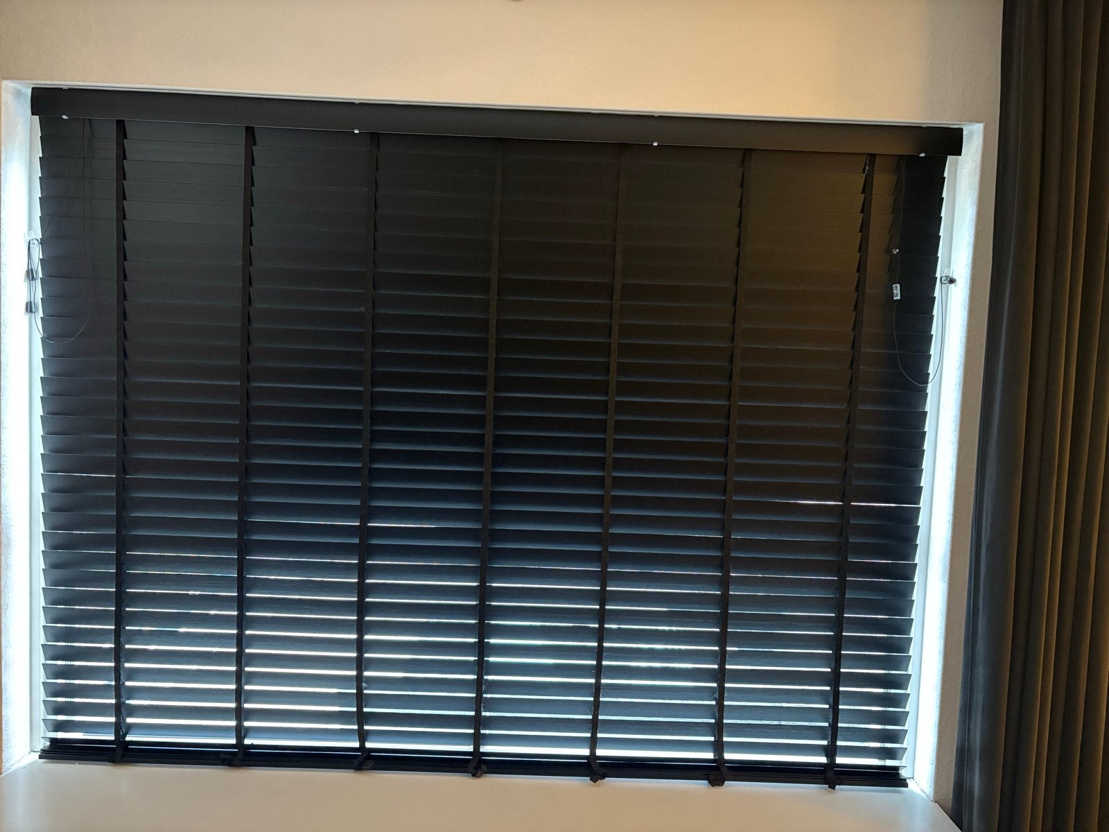 SOLUNA Bamboe jaloezie 50 mm zwart 210x175 cm, Ophalen, Jaloezie, Gebruikt, Overige merken