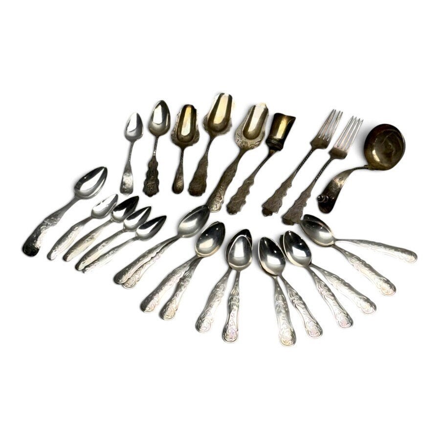 Lot zilveren lepeltjes, vorkjes en schepwerk, Antiek en Kunst, Ophalen of Verzenden, Zilver