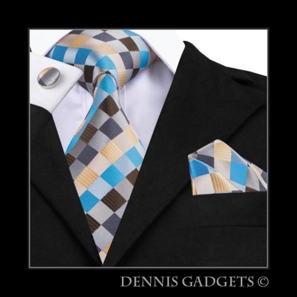 Dennis Gadgets: 100 % zijden stropdas ( 3 delig !! ) DG0275, Ophalen of Verzenden, Nieuw, Blauw, Met patroon