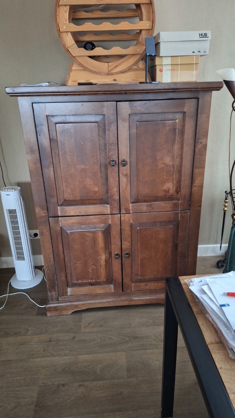 Eikenhouten Computermeubel Kast - 105x62x140 cm, Ophalen, Gebruikt, 70 tot 120 cm, 40 tot 80 cm