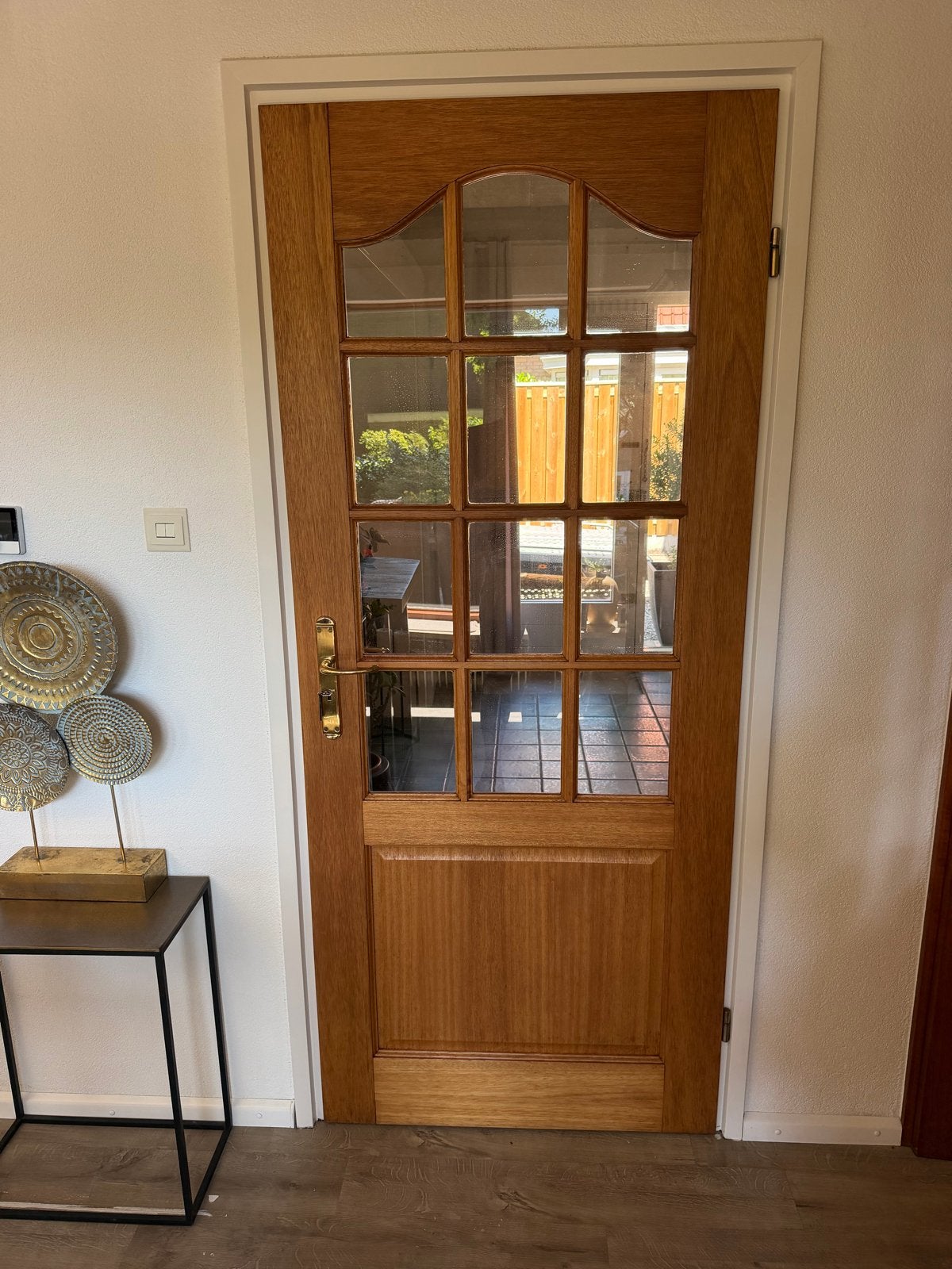 Houten binnendeur met glas 201.5 x 830, Gebruikt, 80 tot 100 cm, Binnendeur, Ophalen of Verzenden