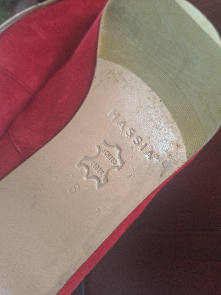 Hassia rode hakken Rimini G mt 8 leer 42, Hassia, Schoenen met lage hakken, Verzenden, Zo goed als nieuw