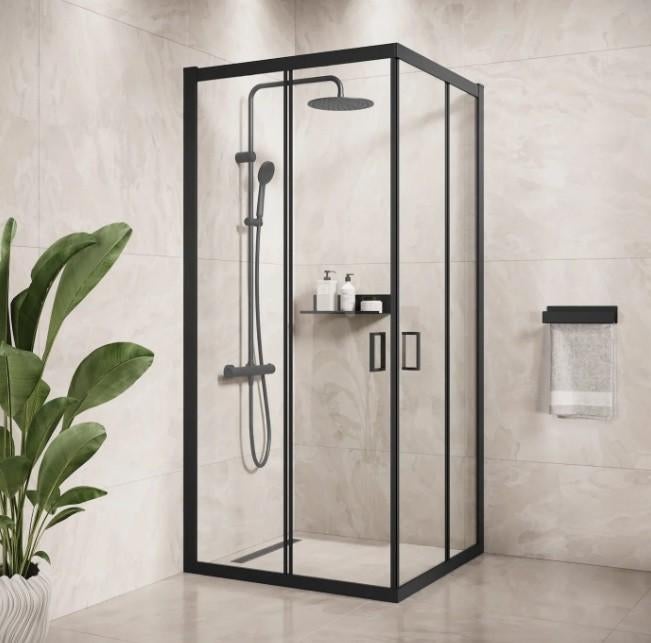 Zwarte douchecabine 90x90 cm I Antikalk Coating I Garantie, Ophalen, Nieuw, Douche