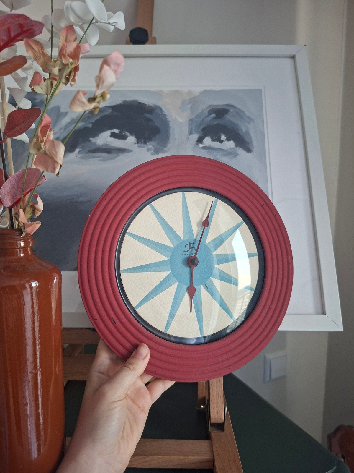Vintage Wandklok met Kompasroos Design, Ophalen, Gebruikt, Wandklok