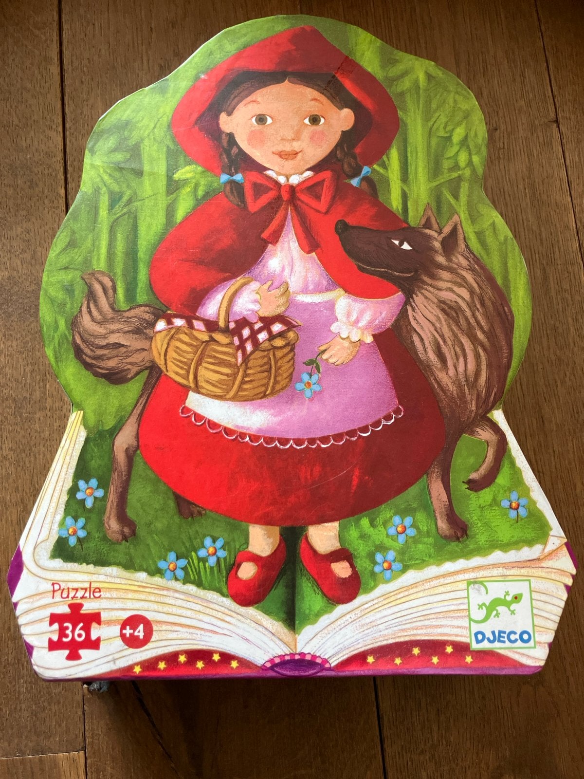 Djeco Roodkapje puzzel - 36 stukjes - Zo goed als nieuw, Kinderen en Baby's, Ophalen, 10 tot 50 stukjes, Zo goed als nieuw, 4 tot 6 jaar
