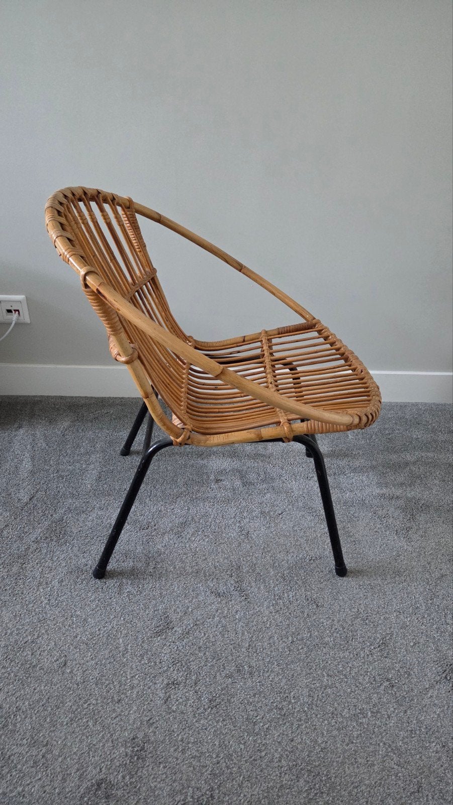 Vintage hoop chair met metalen poten, Huis en Inrichting, Ophalen, Gebruikt, Bruin, Vintage, Bohemian, Retro
