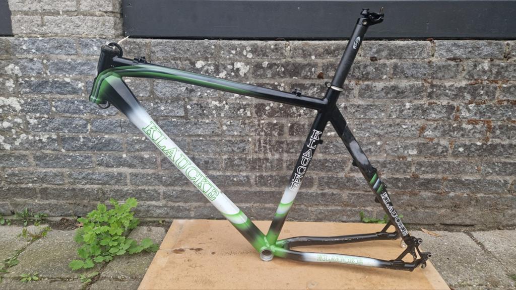 Klaucke mtb frame alu/carbon custom paint 26 inch maat Large, Fietsen en Brommers, Fietsonderdelen, Ophalen, Frame, Carbon