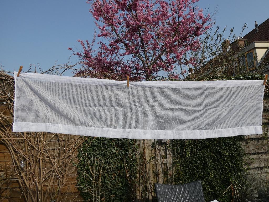 Witte vitrage voor op spankoord/roede, 170 x 40 cm (bxh), Ophalen, Wit, 150 tot 200 cm, Zo goed als nieuw