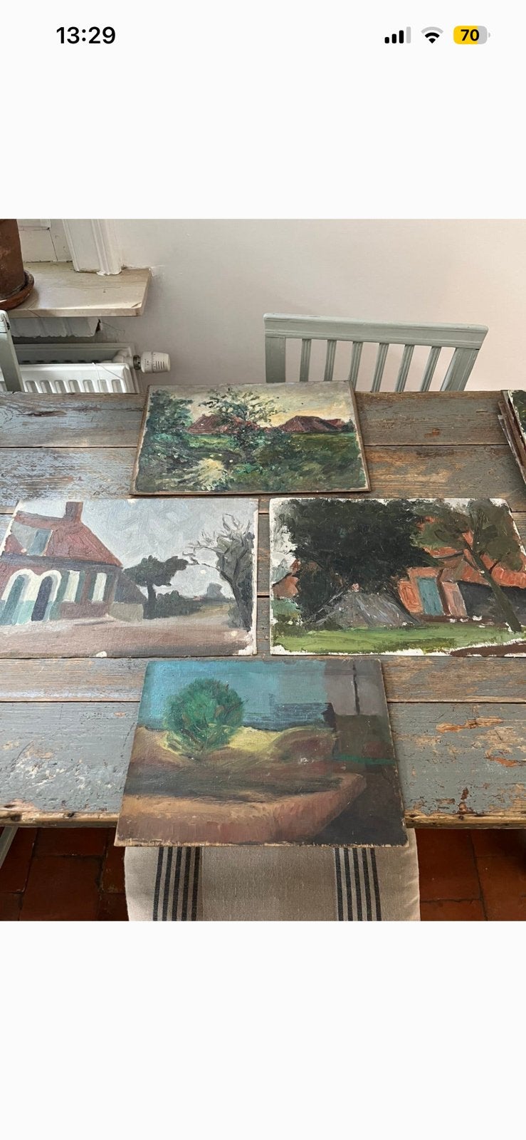 SCHILDERIJ 4 STUKS VLAAMS LANDELIJK OLIEVERF, Ophalen of Verzenden