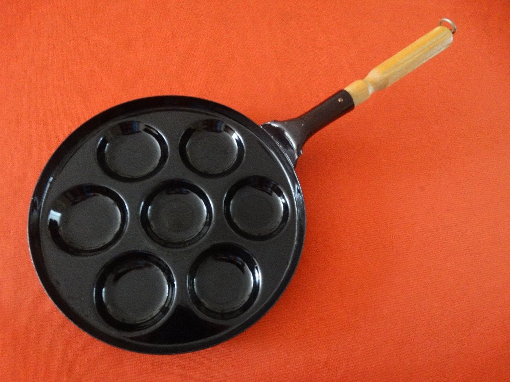 Poffertjespan - blinispan vintage diam 25 cm, Pannenkoekenpan, Gebruikt, PFAS-vrij, Ophalen of Verzenden