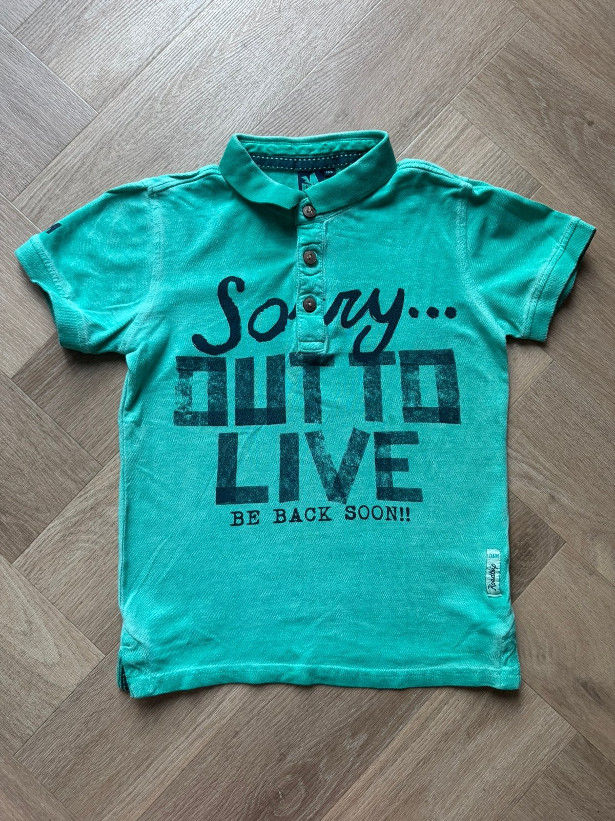 Mitch polo shirt turquoise maat 128, Ophalen of Verzenden, Gebruikt, Jongen, Shirt of Longsleeve