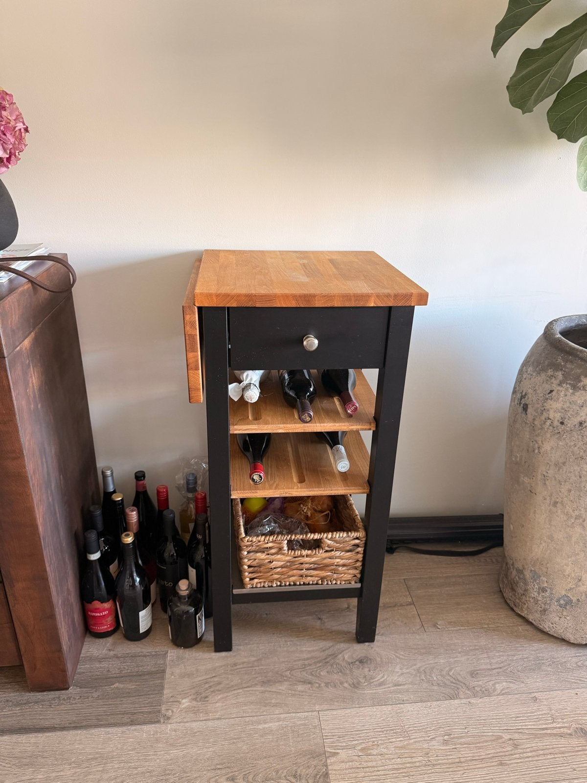 IKEA Stenstorp roltafel/wijnrek, Huis en Inrichting, Keuken | Keukenelementen, Gebruikt, Minder dan 100 cm, 50 tot 100 cm, 25 tot 50 cm