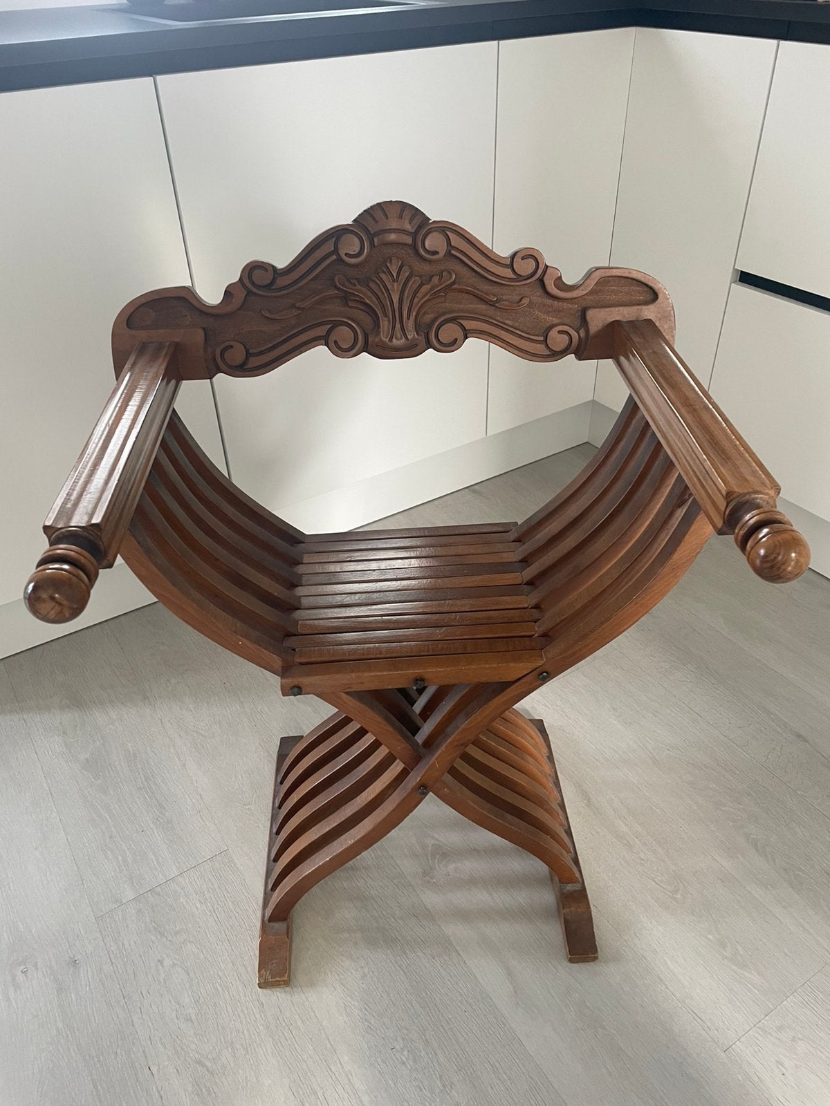 Prachtige Savonarola houten klapstoel curated chair wood, Ophalen, Zo goed als nieuw, Rechthoekig, 50 tot 100 cm