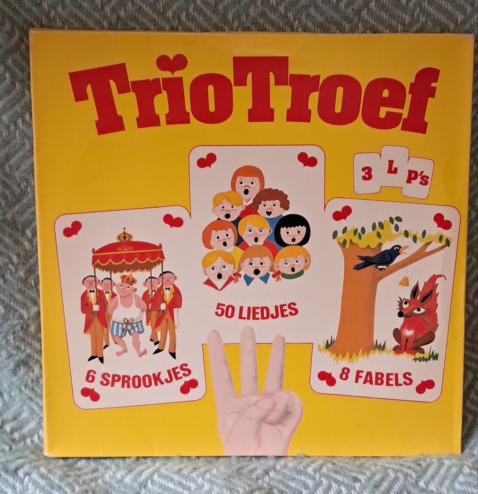 Trio Troef - 3 LP's met 50 liedjes, 6 sprookjes en 8 fabels, Cd's en Dvd's, Vinyl | Kinderen en Jeugd, Boxset, Gebruikt, 6 tot 9 jaar