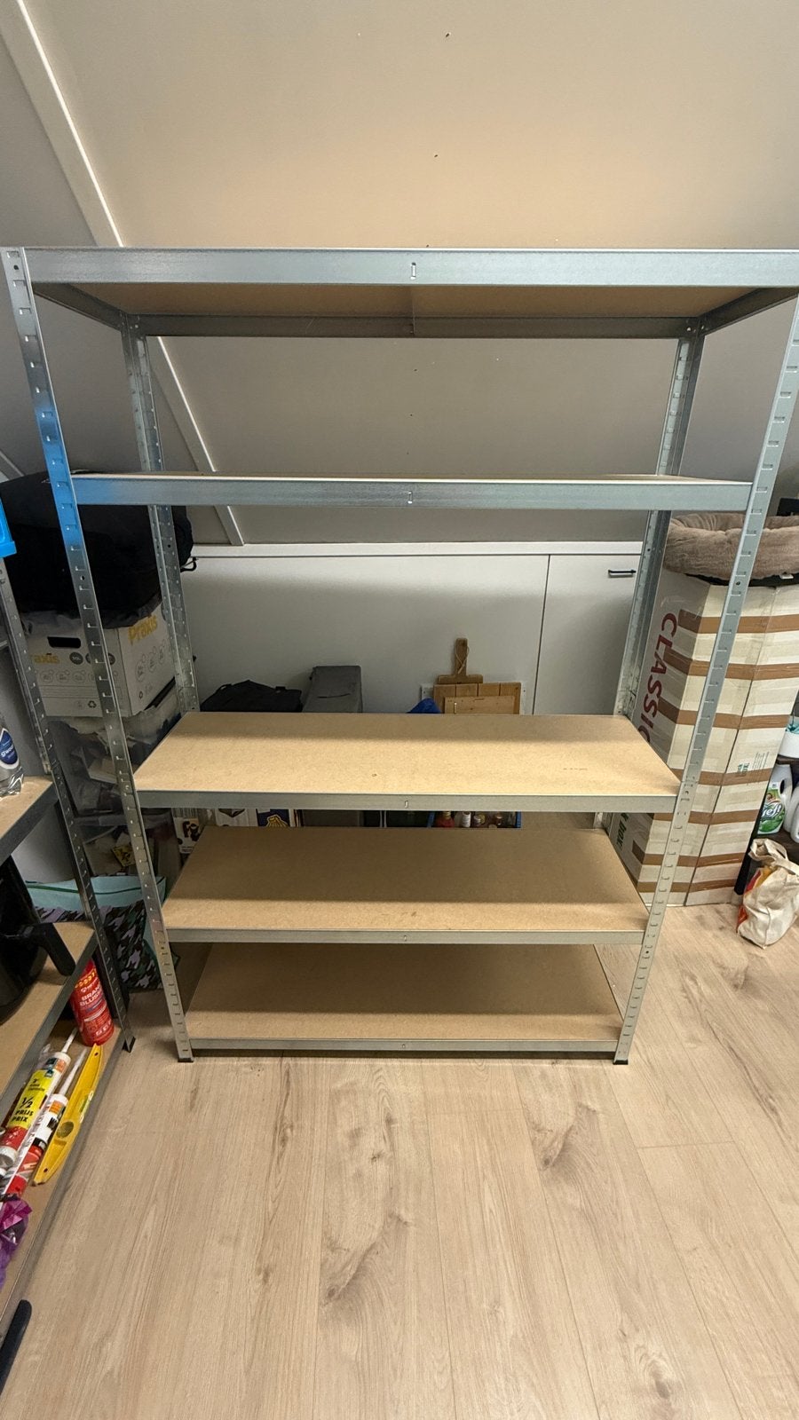 Stevige metalen stellingkast met 4 planken, Ophalen, Gebruikt