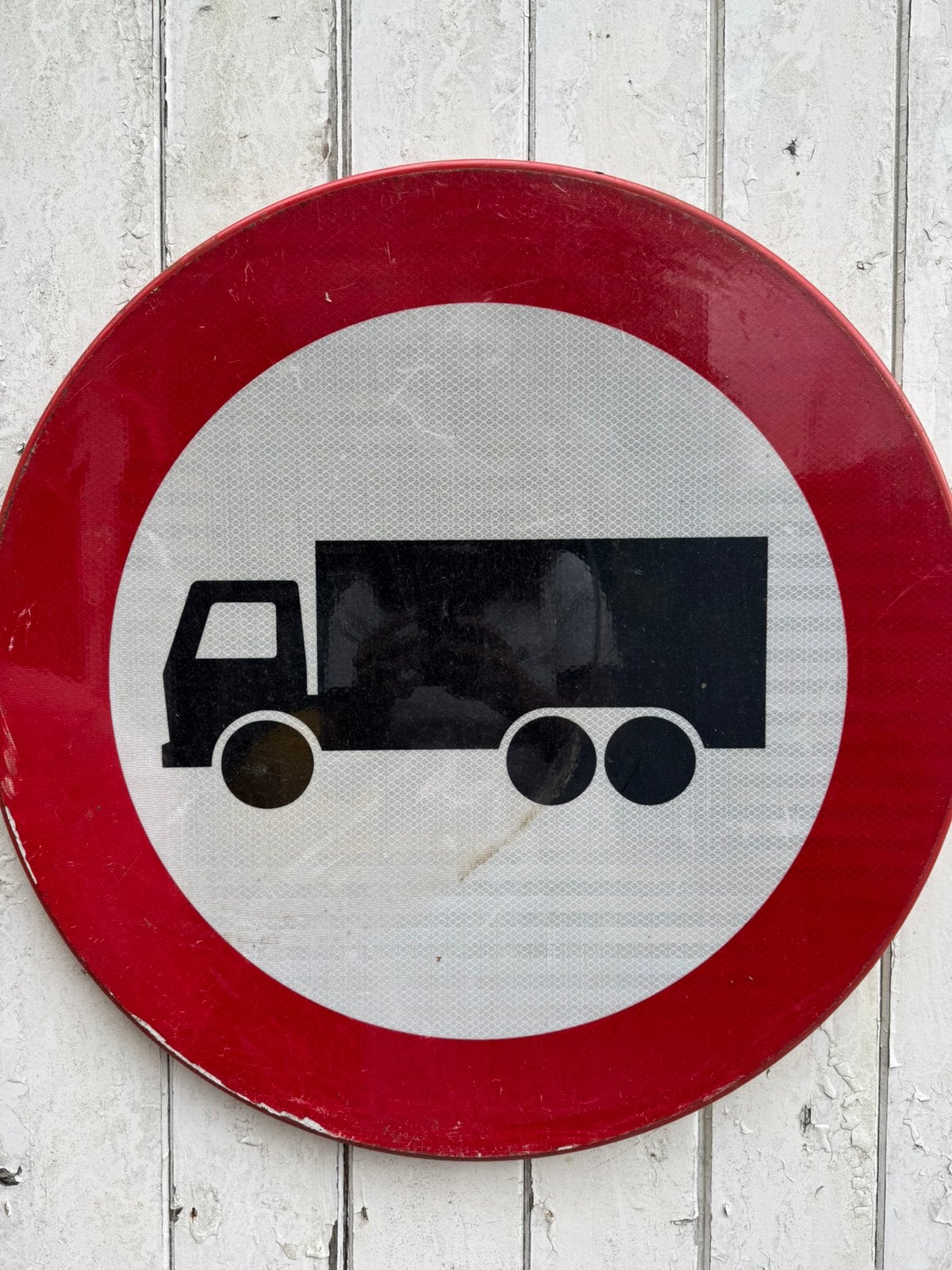 Verkeersbord verboden voor vrachtwagens, Antiek en Kunst, Curiosa en Brocante, Ophalen