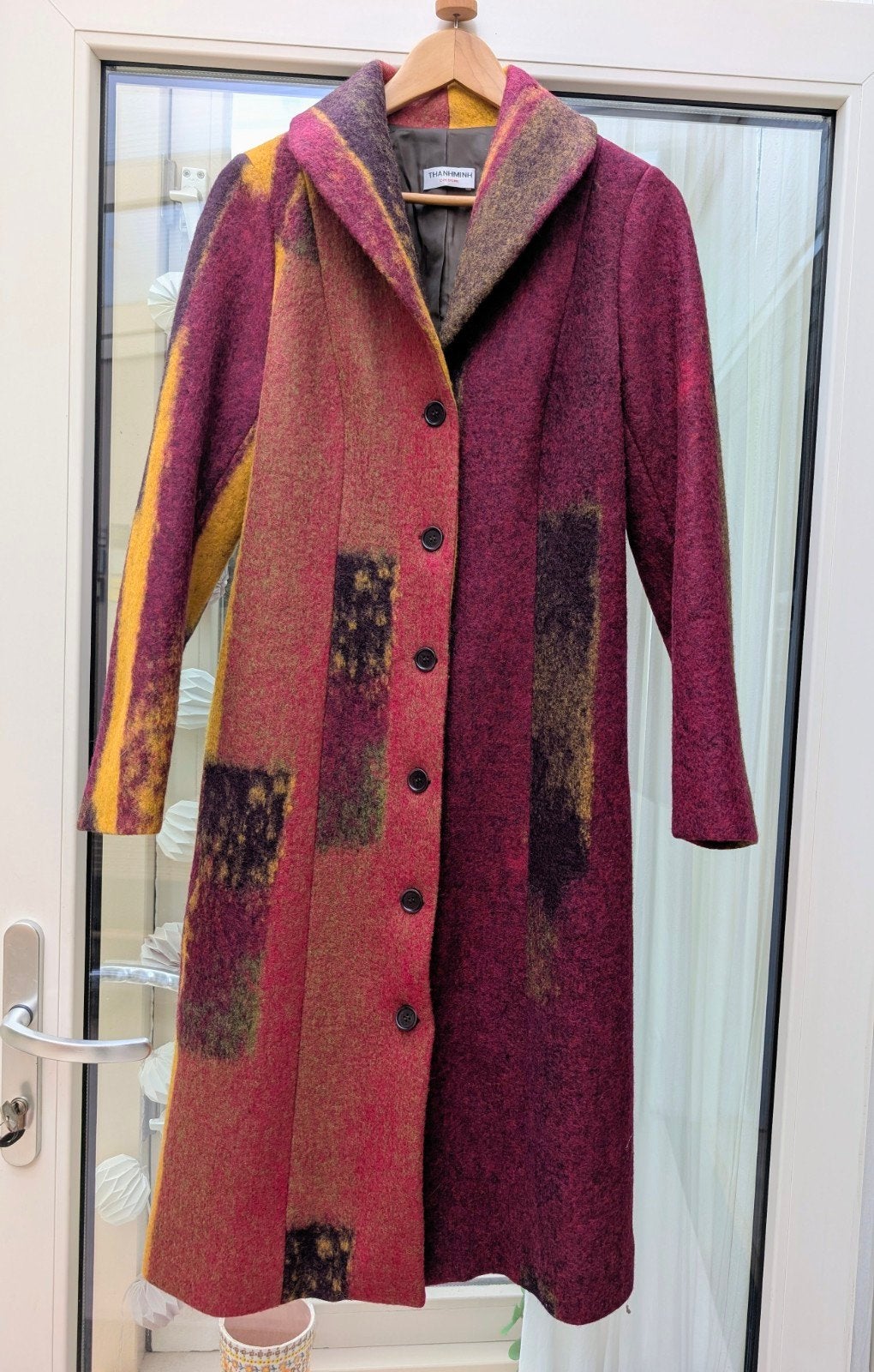 Exclusieve wollen jas 40, Maat 38/40 (M), Meerkleurig, Thanh Minh, Nieuw
