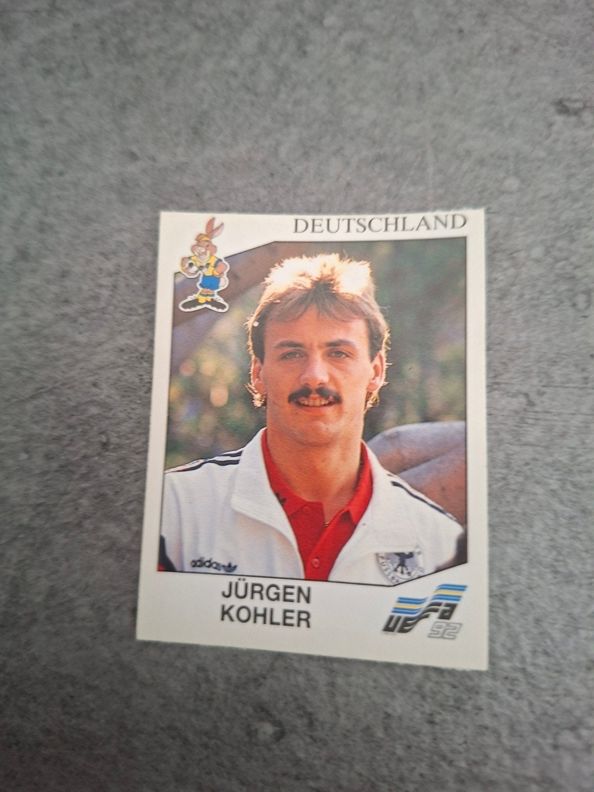 Panini sticker Euro 92 Zweden. Jurgen Kohler Duitsland., Hobby en Vrije tijd, Ophalen of Verzenden, Zo goed als nieuw, Sticker