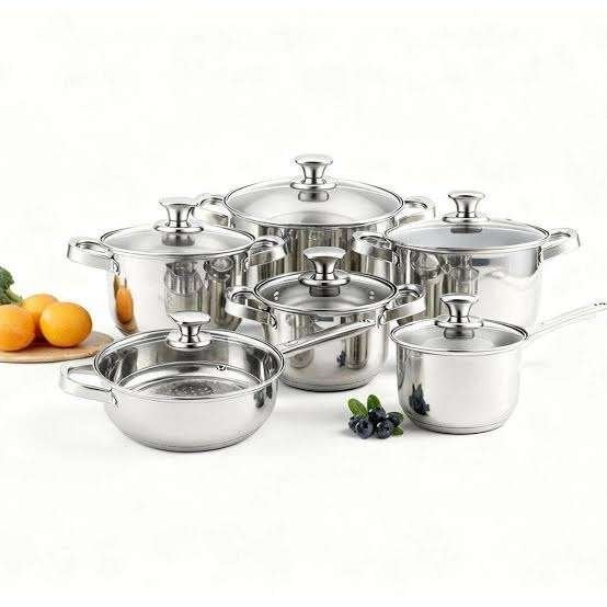 Pannenset RVS 12 delig Swiss Haus PFAS vrij, Huis en Inrichting, Keuken | Potten en Pannen, Met handvatten, Verzenden, Nieuw, Pannenset
