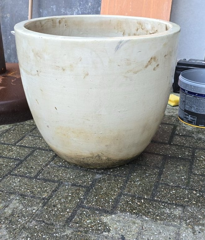 Mooie grote stenen vaas / bloempot, Ophalen, Steen, 40 cm of meer, Rond