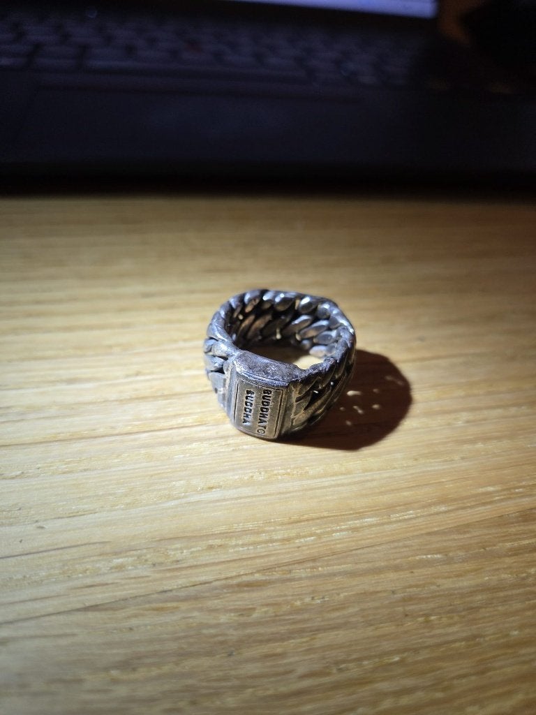 Buddha to Buddha Chain ring — 925 zilver — maat 20, Sieraden, Tassen en Uiterlijk, Gebruikt, 19 tot 20, Ophalen of Verzenden, Dame of Heer